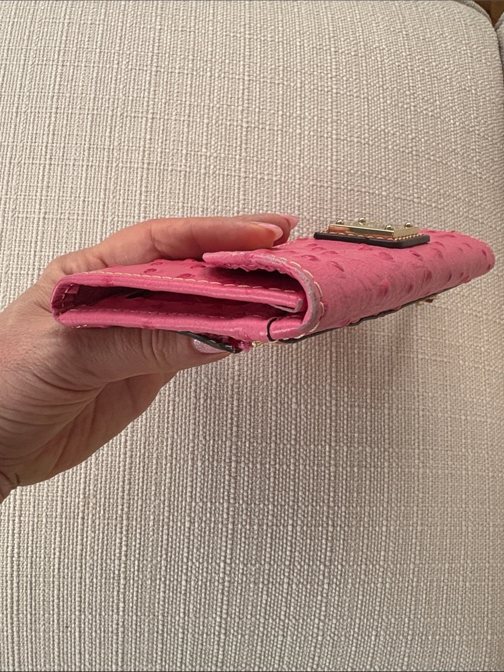 Dooney & Bourke Hot Pink Ostrich-Embossed Continental Wallet - Picture 5 of 7